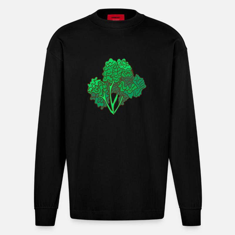 kale brown cabbage Cabbage Cabbage - Heavyweight Oversized Organic Longsleeve Shirt Made in EU - SOLID BLACK