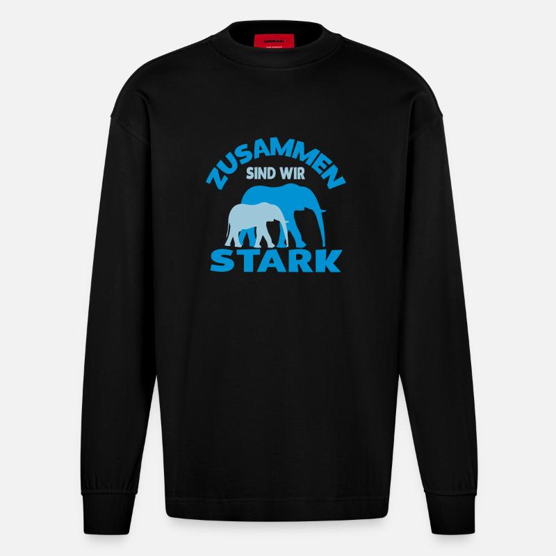Zusammen sind wir stark - Heavyweight Oversized Organic Langarmshirt Made in EU - SOLID BLACK