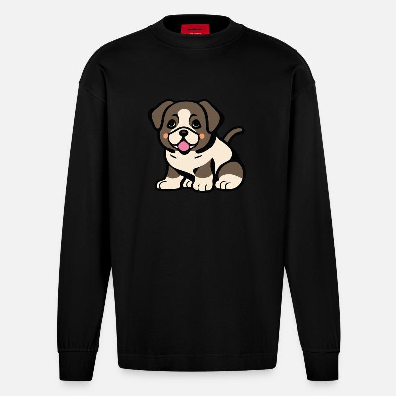 Juste un chien mignon - Manches longues bio épais oversize fabriqué en UE - SOLID BLACK