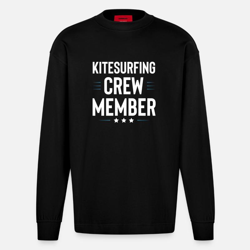 Équipe de kitesurf - Manches longues bio épais oversize fabriqué en UE - SOLID BLACK