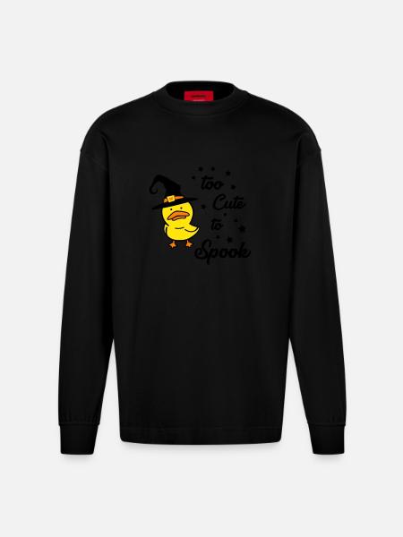 Trop mignon pour effrayer 02 - Manches longues bio épais oversize fabriqué en UE - SOLID BLACK