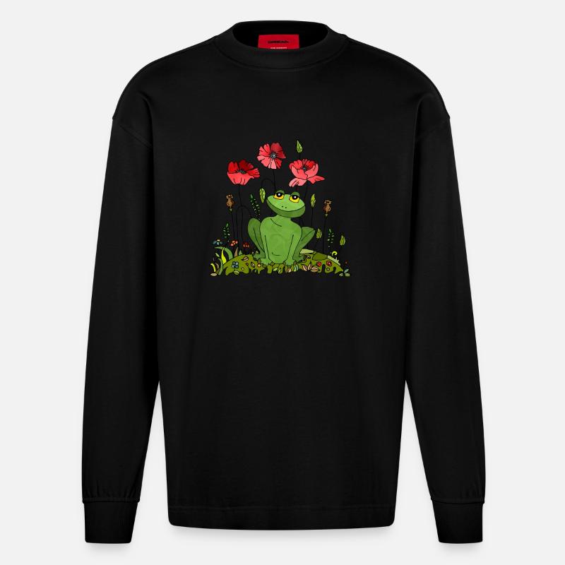 Frosch - Heavyweight Oversized Organic Langarmshirt Made in EU - SOLID BLACK