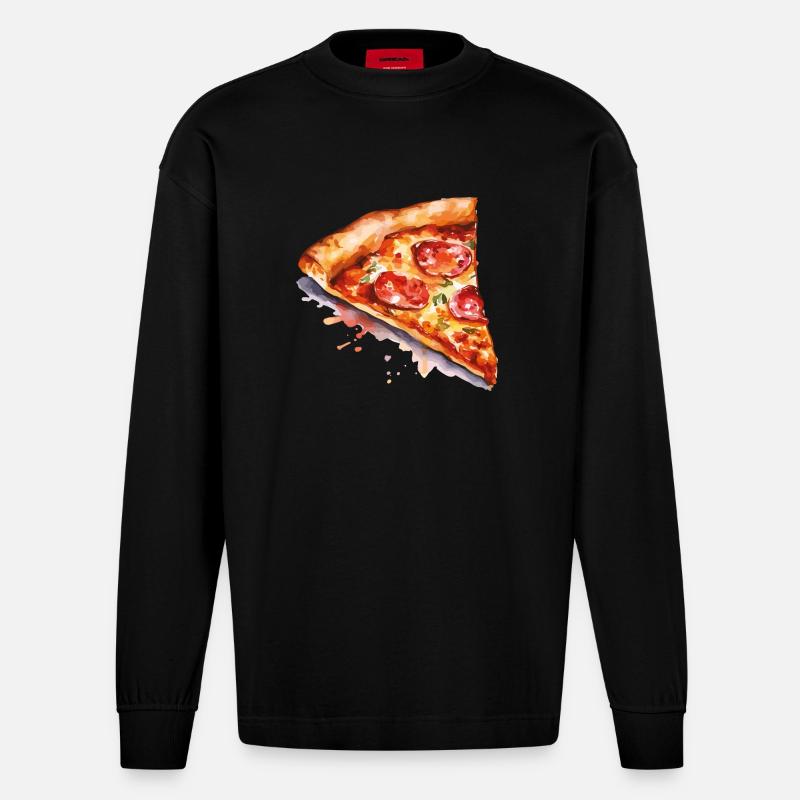 pizza - Manches longues bio épais oversize fabriqué en UE - SOLID BLACK