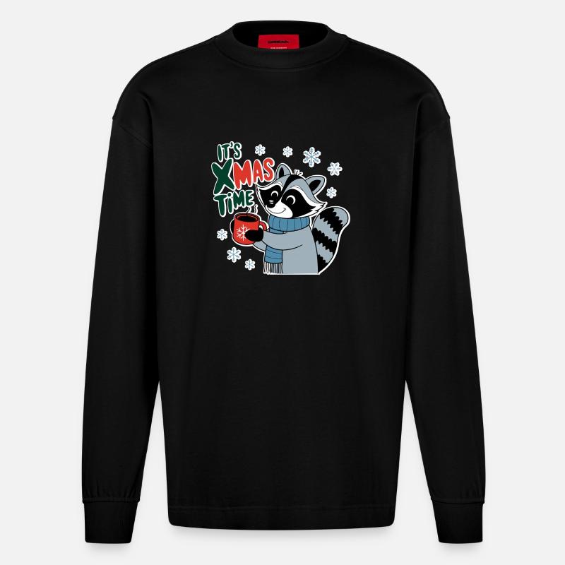 l'instant de noel - hiver mignon - Manches longues bio épais oversize fabriqué en UE - SOLID BLACK