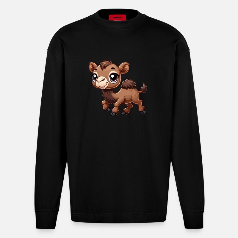 Kamel Kind - Heavyweight Oversized Organic Langarmshirt Made in EU - SOLID BLACK