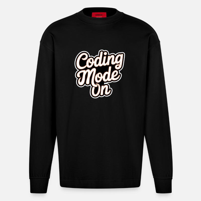 Coding Mode On 17 - Heavyweight Oversized Organic Langarmshirt Made in EU - SOLID BLACK