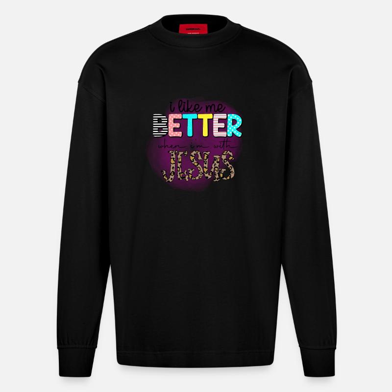 Besser mit Jesus - Heavyweight Oversized Organic Langarmshirt Made in EU - SOLID BLACK