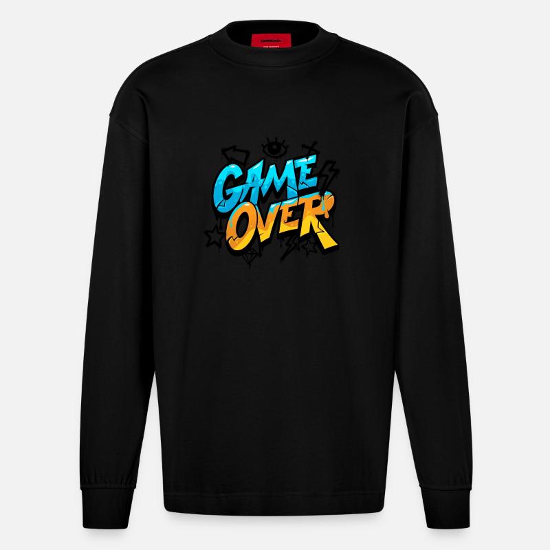 Game over - Heavyweight Oversized Organic Longsleeve Shirt Made in EU - SOLID BLACK