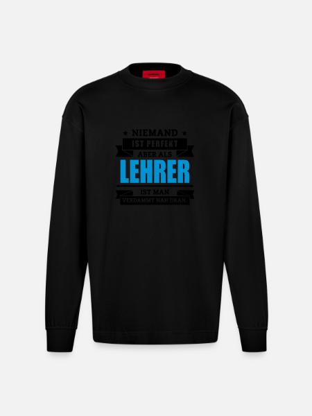 Funshirt Lehrer - Heavyweight Oversized Organic Langarmshirt Made in EU - SOLID BLACK