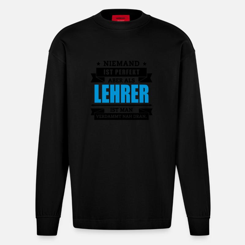 Funshirt Lehrer - Heavyweight Oversized Organic Langarmshirt Made in EU - SOLID BLACK