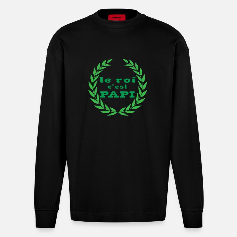 Le roi PAPI - Manches longues bio épais oversize fabriqué en UE - SOLID BLACK