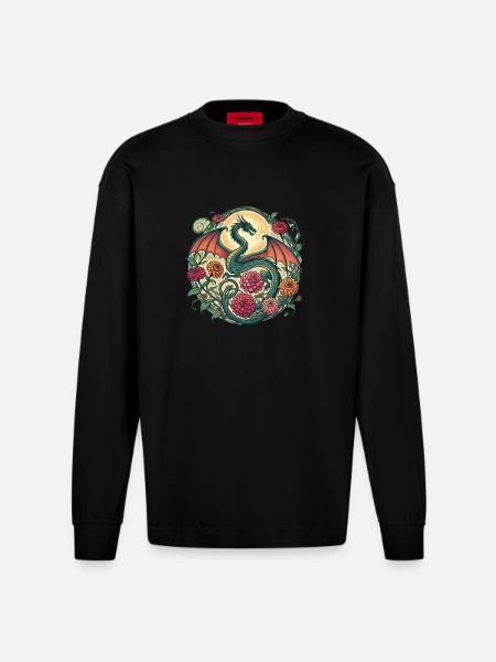 Dragon - Heavyweight Oversized Organic Longsleeve Shirt Made in EU - SOLID BLACK