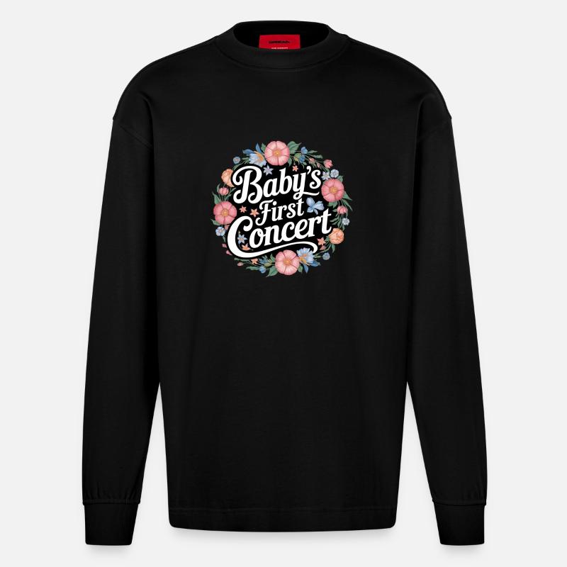 Baby's First Concert 16 - Heavyweight Oversized Organic Langarmshirt Made in EU - SOLID BLACK