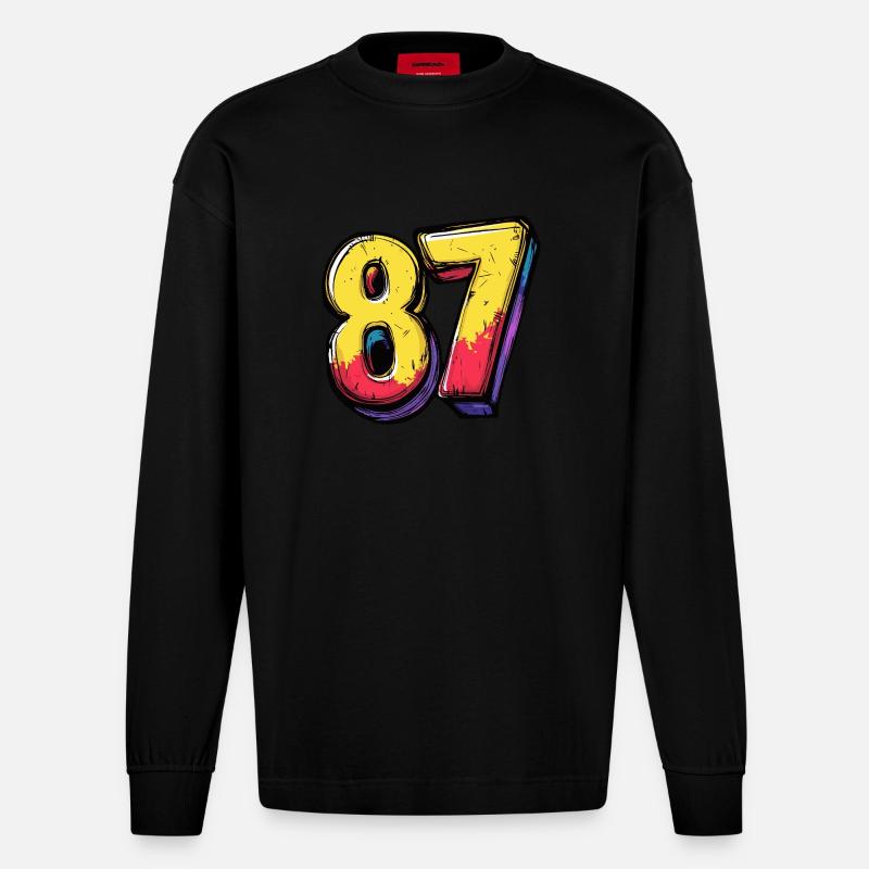 Bande dessinée 87 numéros - Manches longues bio épais oversize fabriqué en UE - SOLID BLACK