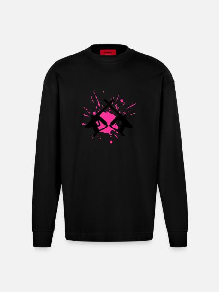 paintball_crossed_guns_splash - Heavyweight Oversized Organic Langarmshirt Made in EU - SOLID BLACK