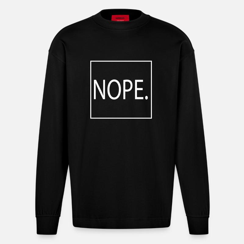 Schlichter "NOPE." Pullover - Heavyweight Oversized Organic Langarmshirt Made in EU - SOLID BLACK
