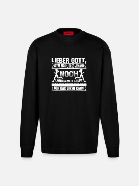Bitte mach, dass ... - Heavyweight Oversized Organic Langarmshirt Made in EU - SOLID BLACK