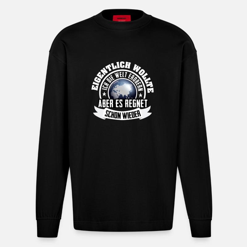 Welteroberer - Heavyweight Oversized Organic Langarmshirt Made in EU - SOLID BLACK