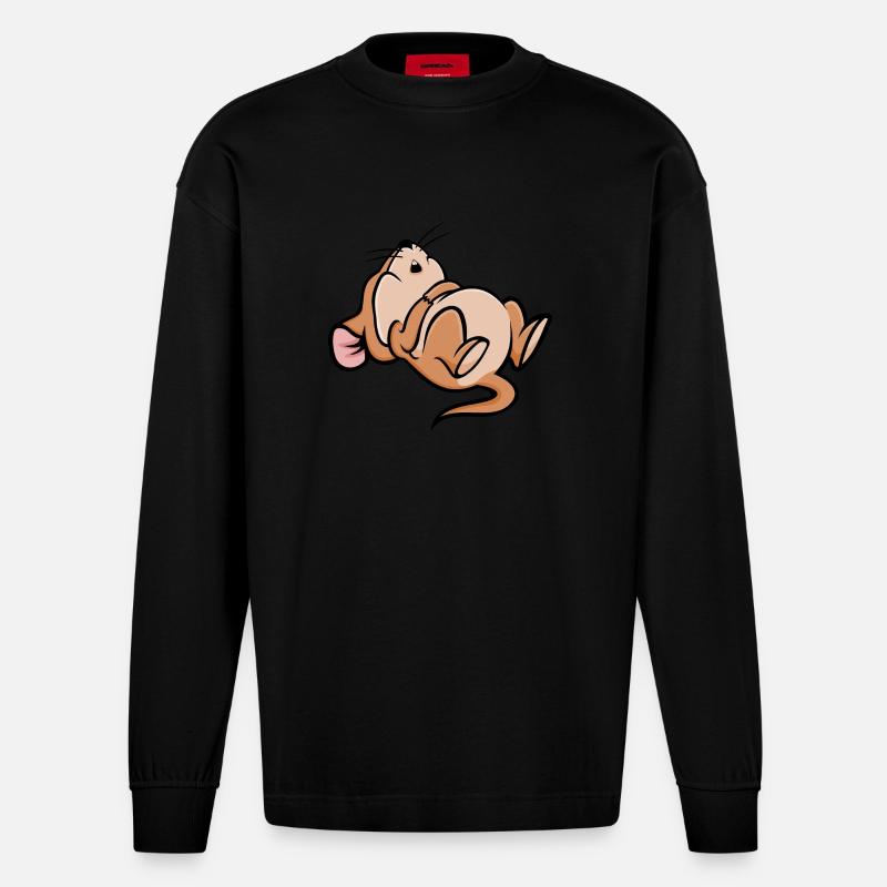 Schlafen Maus - Heavyweight Oversized Organic Langarmshirt Made in EU - SOLID BLACK