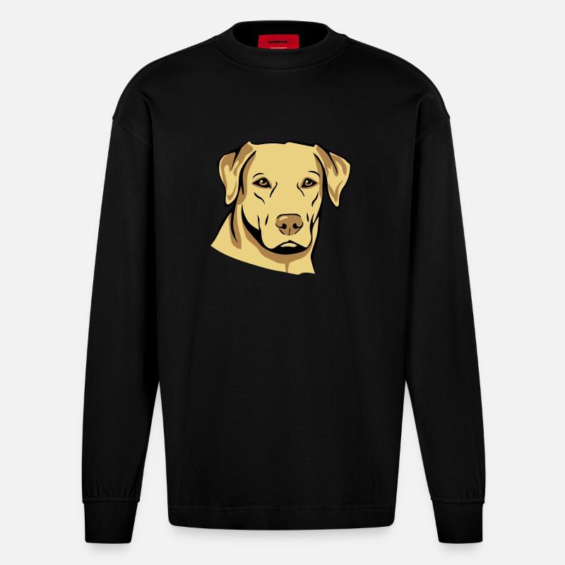 Hund mops - Heavyweight Oversized Organic Langarmshirt Made in EU - SOLID BLACK
