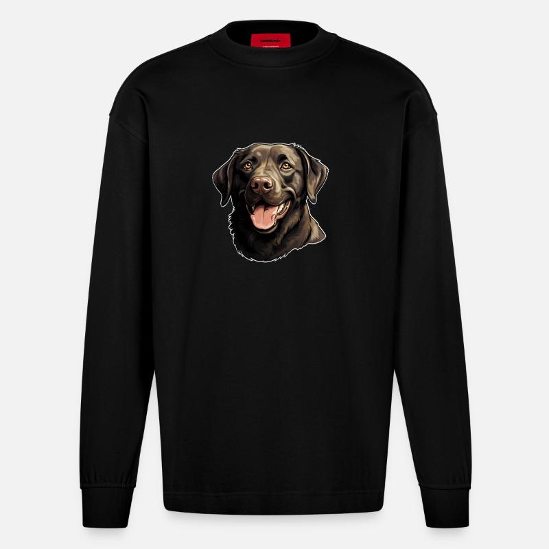 Labrador Retriever - Manches longues bio épais oversize fabriqué en UE - SOLID BLACK