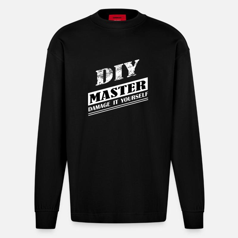 DIY Master - Heavyweight Oversized Organic Langarmshirt Made in EU - SOLID BLACK