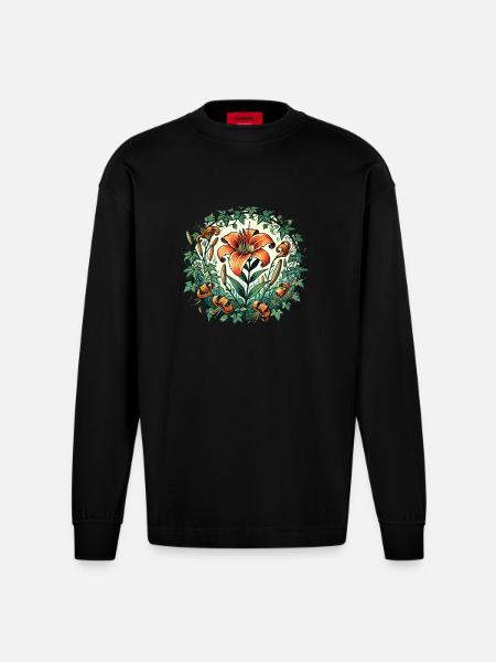 Tiger Lily - Heavyweight Oversized Organic Longsleeve Shirt Made in EU - SOLID BLACK