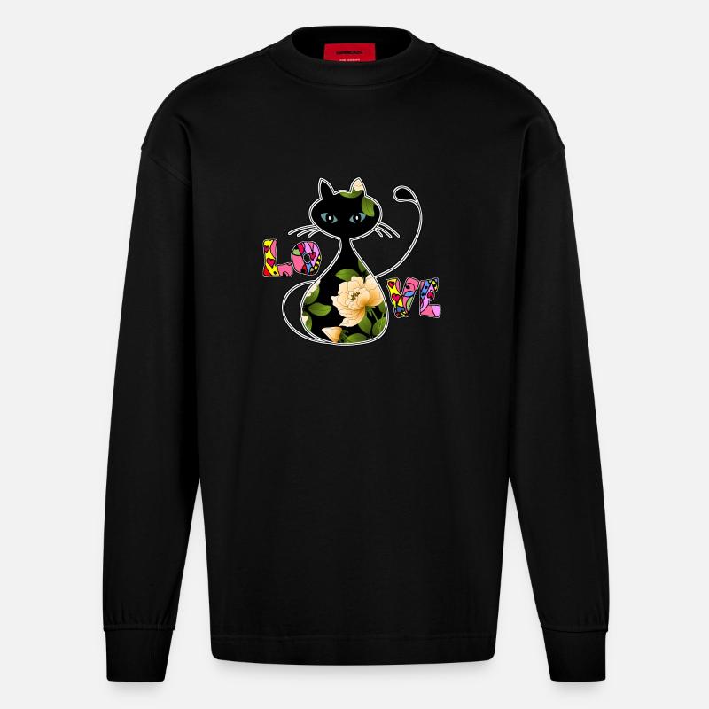 Chat - Manches longues bio épais oversize fabriqué en UE - SOLID BLACK