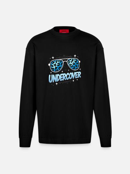 Undercover Speech - Sunglasses Design - Heavyweight Oversized Organic Longsleeve Shirt Made in EU - SOLID BLACK
