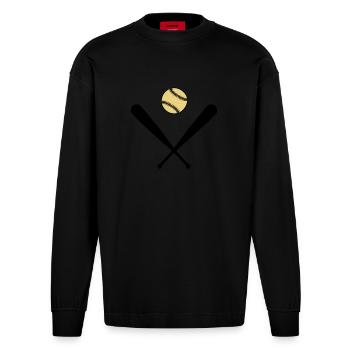 Baseball - Manches longues bio épais oversize fabriqué en UE - SOLID BLACK - Devant