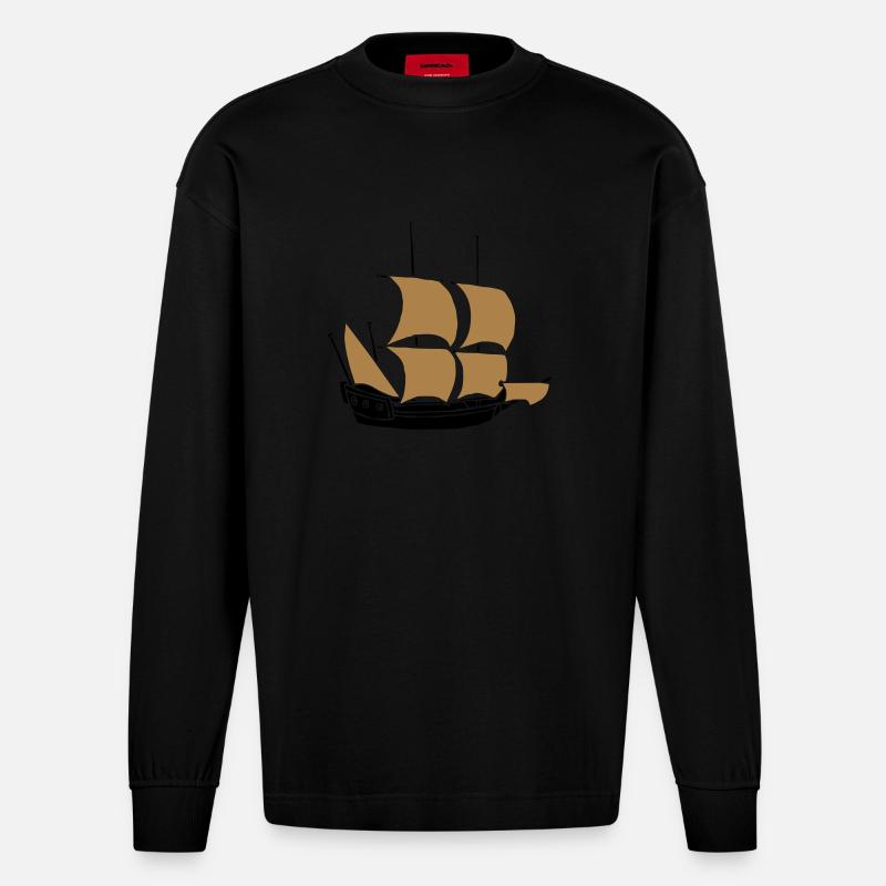ship - Heavyweight Oversized Organic Langarmshirt Made in EU - SOLID BLACK