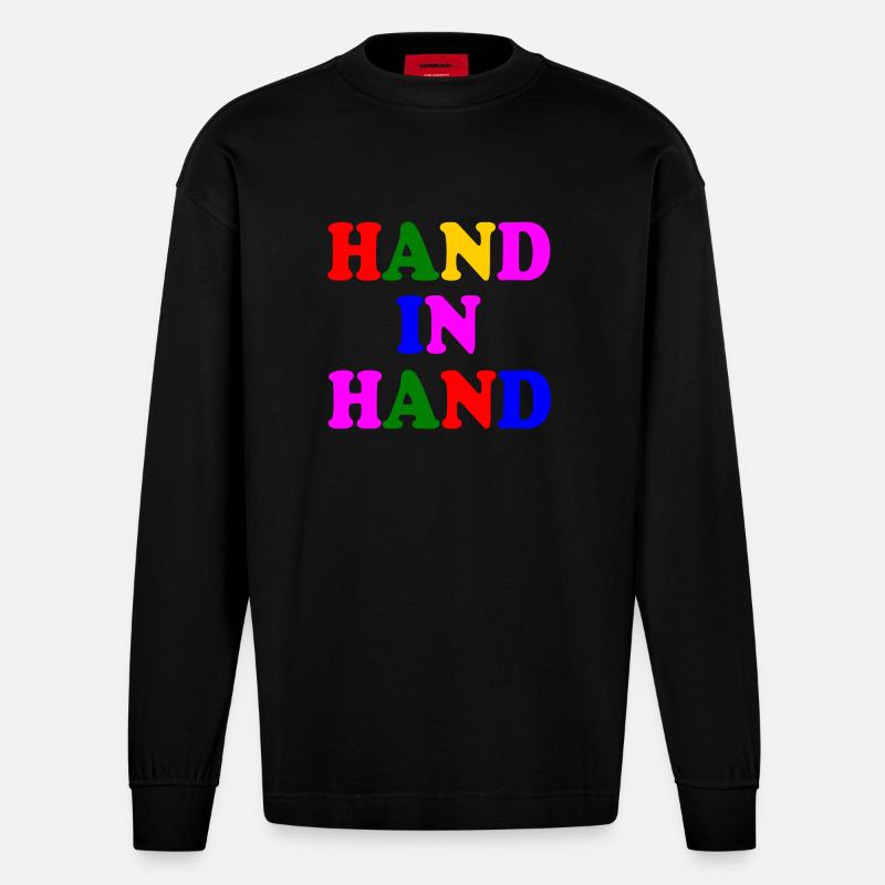Hand in hand - Heavyweight Oversized Organic Langarmshirt Made in EU - SOLID BLACK