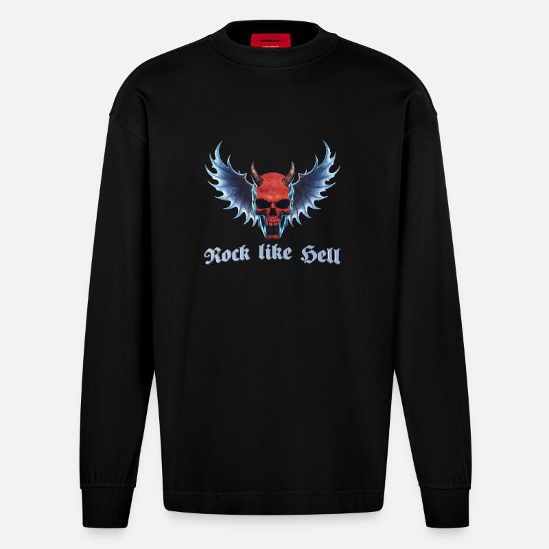 Wing Devil 2024 02 - Heavyweight Oversized Organic Langarmshirt Made in EU - SOLID BLACK