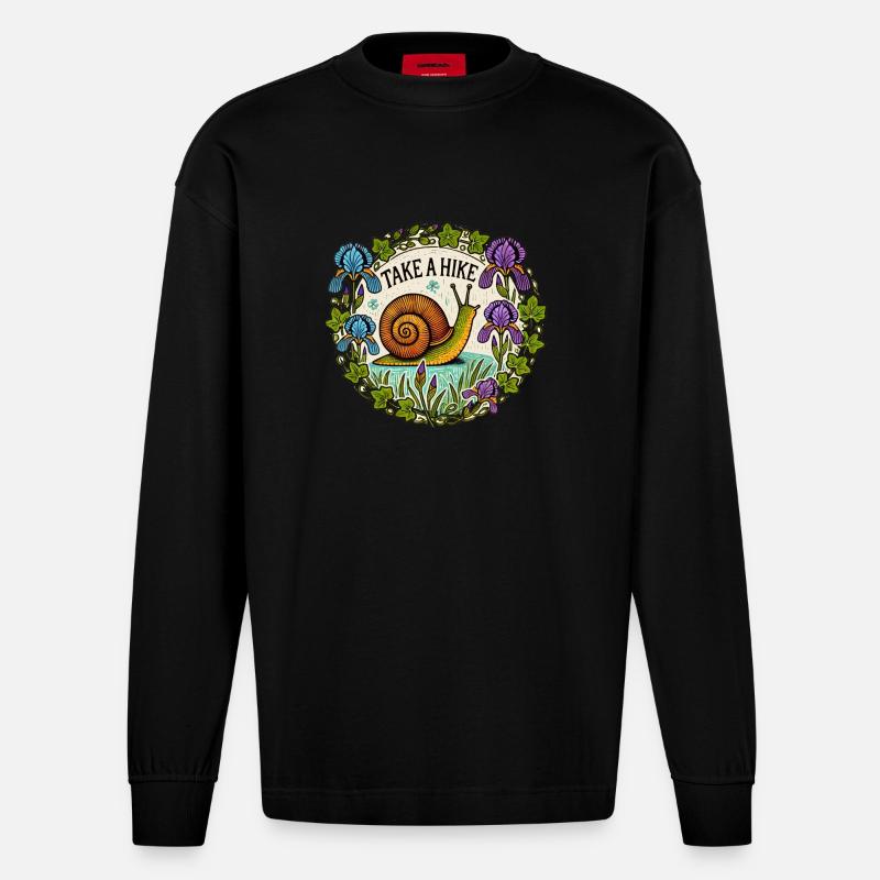 Machen Sie eine Wanderung - Heavyweight Oversized Organic Langarmshirt Made in EU - SOLID BLACK