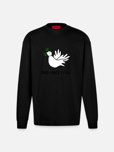 Frieden - Heavyweight Oversized Organic Langarmshirt Made in EU - SOLID BLACK