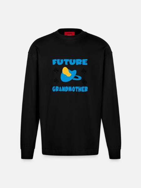 Future grandmother - Heavyweight Oversized Organic Longsleeve Shirt Made in EU - SOLID BLACK