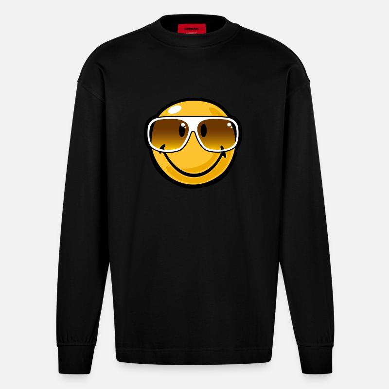 Smiley cool - Heavyweight Oversized Organic Langarmshirt Made in EU - SOLID BLACK