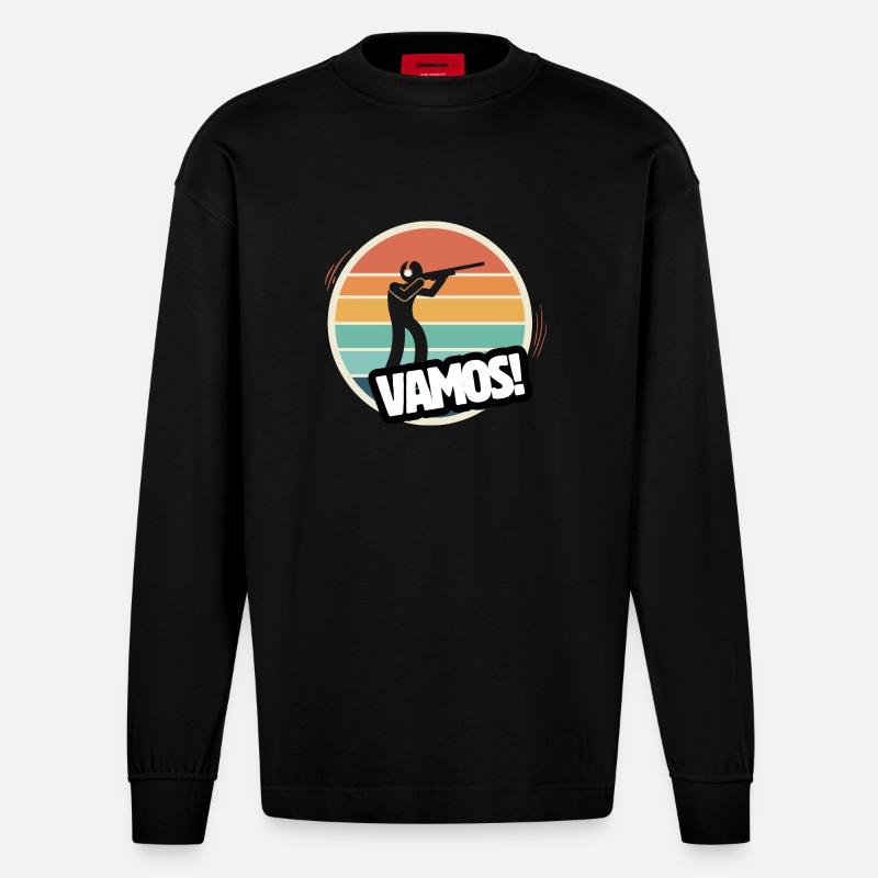 Vamos Titte Retro - Heavyweight Oversized Organic Langarmshirt Made in EU - SOLID BLACK