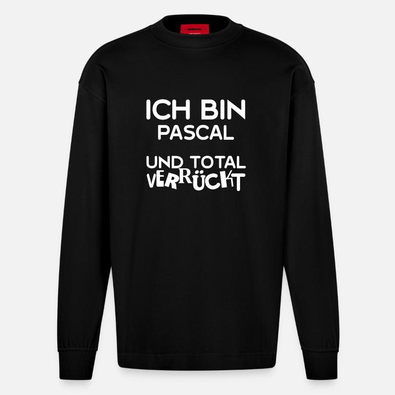 Cadeau pour Pascal - Manches longues bio épais oversize fabriqué en UE - SOLID BLACK