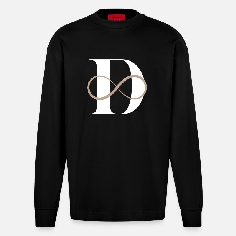 Buchstabe der Unendlichkeit - Heavyweight Oversized Organic Langarmshirt Made in EU - SOLID BLACK