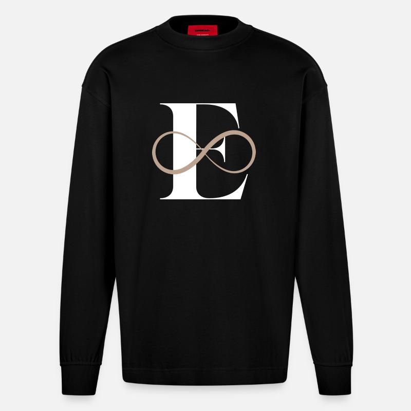 Unendlicher Buchstabe e - Heavyweight Oversized Organic Langarmshirt Made in EU - SOLID BLACK