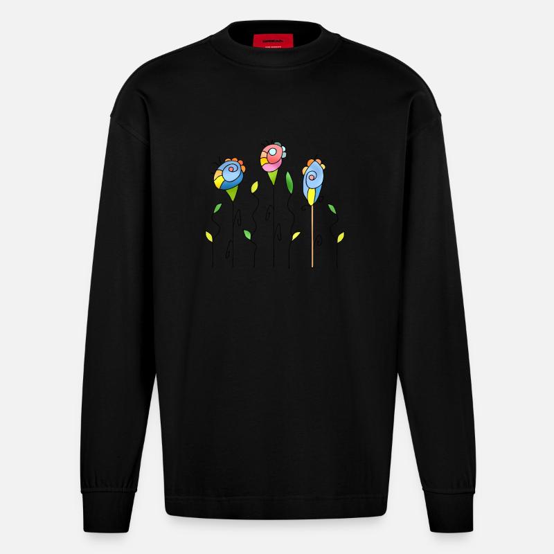 Fleur - Manches longues bio épais oversize fabriqué en UE - SOLID BLACK