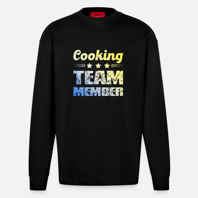 Cooking Team - Heavyweight Oversized Organic Langarmshirt Made in EU - SOLID BLACK