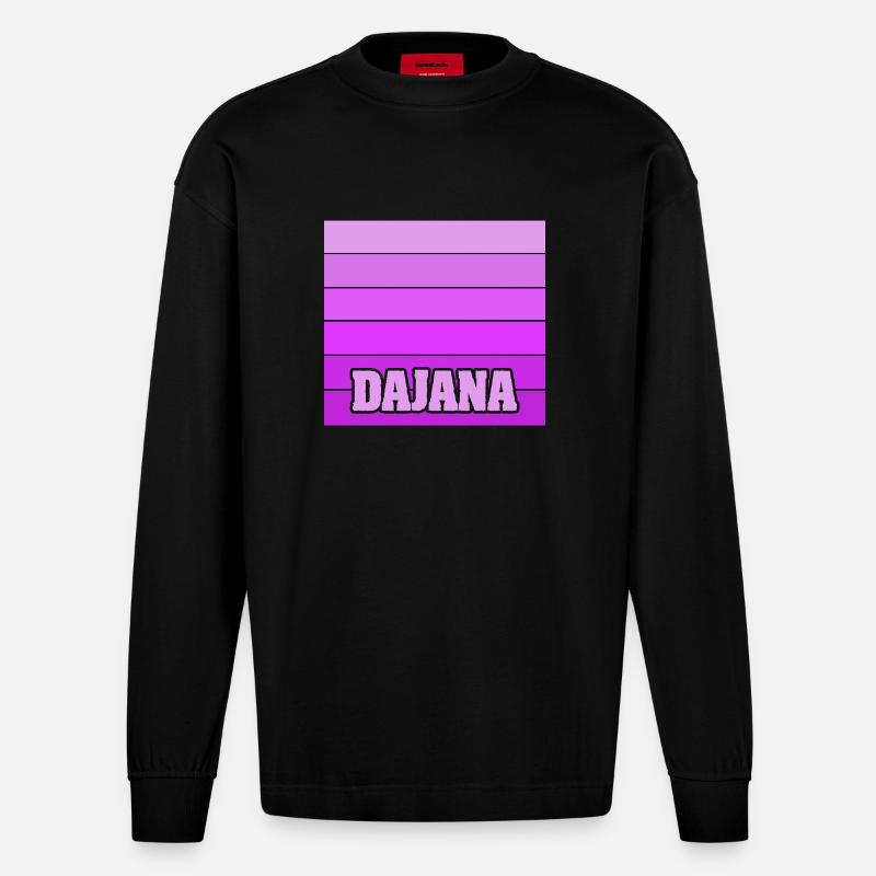 Mädchenname Dajana - Heavyweight Oversized Organic Langarmshirt Made in EU - SOLID BLACK