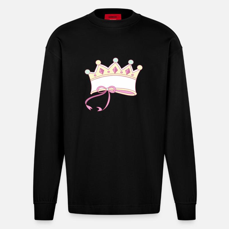 Couronne inscriptible - Manches longues bio épais oversize fabriqué en UE - SOLID BLACK