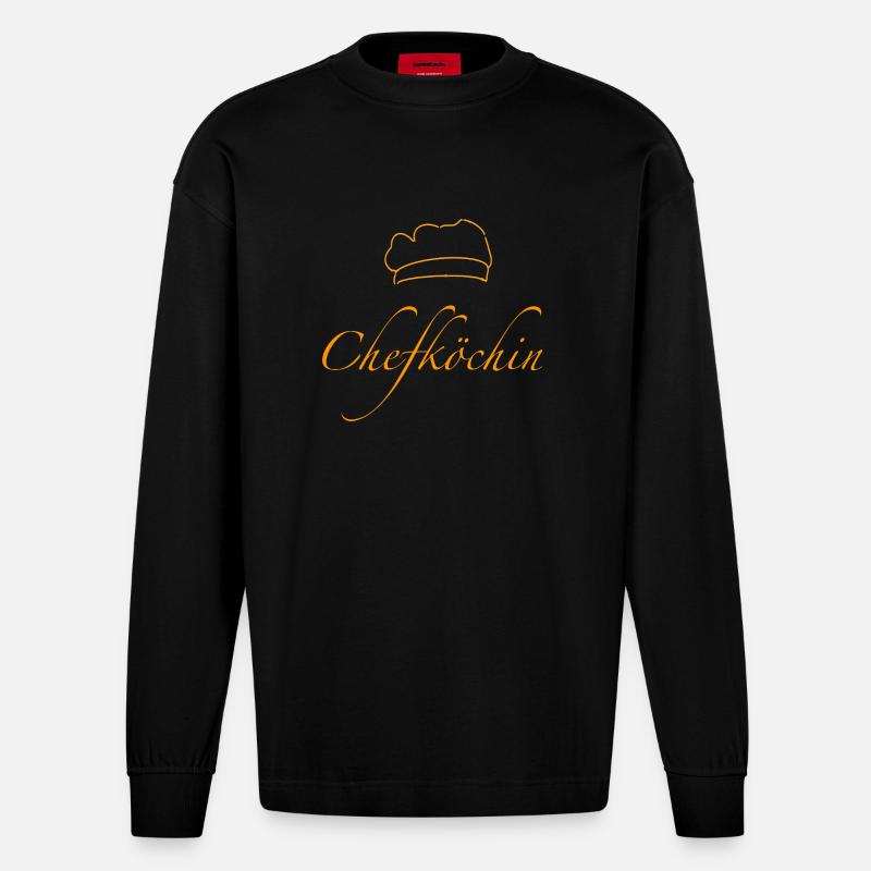 chefköchin - Heavyweight Oversized Organic Langarmshirt Made in EU - SOLID BLACK