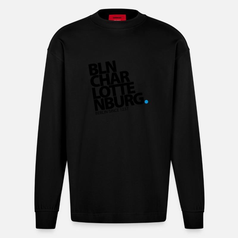 Berlin Charlottenburg - Manches longues bio épais oversize fabriqué en UE - SOLID BLACK