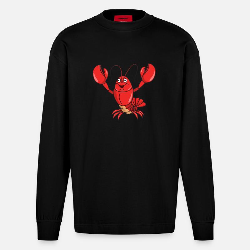 homard - Manches longues bio épais oversize fabriqué en UE - SOLID BLACK