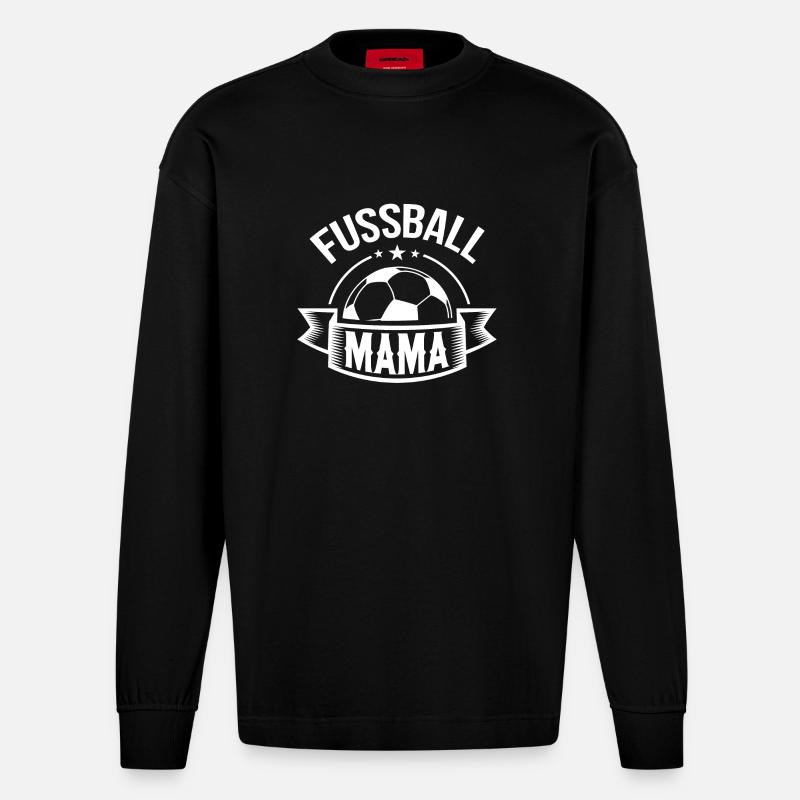Fussball Mama - Heavyweight Oversized Organic Langarmshirt Made in EU - SOLID BLACK
