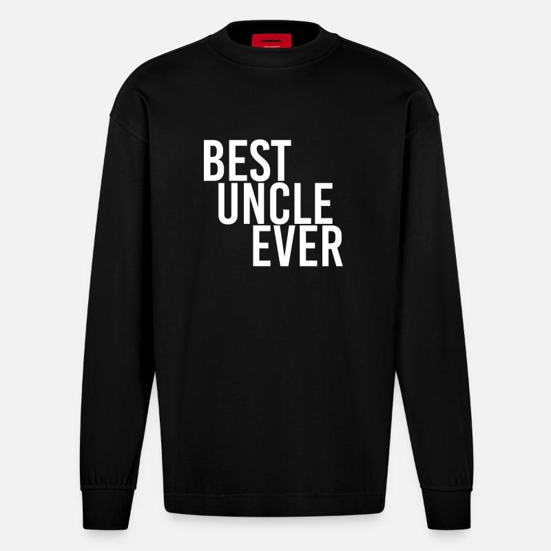 best uncle ever - Heavyweight Oversized Organic Langarmshirt Made in EU - SOLID BLACK